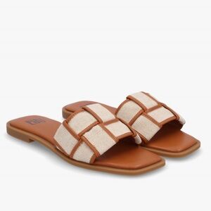 Bibi Lou Chic Tan and Cream Slide Sandals